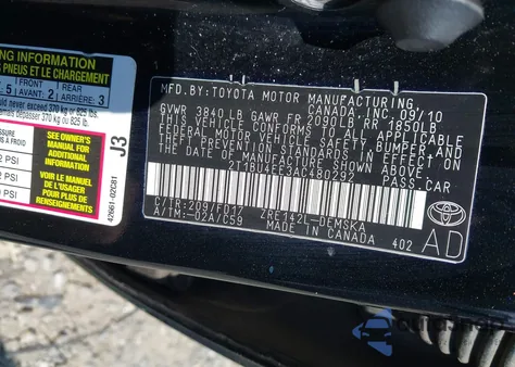 2010 Toyota Corolla S из США, поврежденный, VIN 2T1BU4EE3AC480292